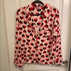 Kate Spade Heart Print Button-Up Pajama Set